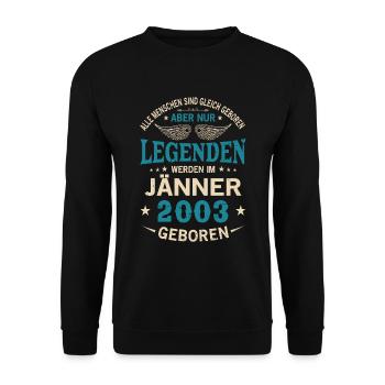 Alle Menschen Sind Gleich Geboren Jänner 2003 - Unisex Pullover - Schwarz - Vorne - Alina (178cm) & Michal (187cm)