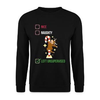 Left Unsupervised Unartig oder nett Geschenk - Unisex Pullover - Schwarz - Vorne - Alina (178cm) & Michal (187cm)