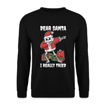 I Really Tried Lieber Weihnachtsmann Geschenk - Unisex Pullover - Schwarz - Vorne - Alina (178cm) & Michal (187cm)