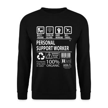 Personal Support Worker Multitasking - Unisex Pullover - Schwarz - Vorne - Alina (178cm) & Michal (187cm)