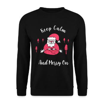 Keep Calm And Merry On Funny Yoga Christmas - Unisex Sweatshirt - black - Front - Alina (178cm) & Michal (187cm)