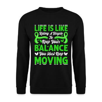 Life Is Like Riding A Bicycle - Unisex Pullover - Schwarz - Vorne - Alina (178cm) & Michal (187cm)