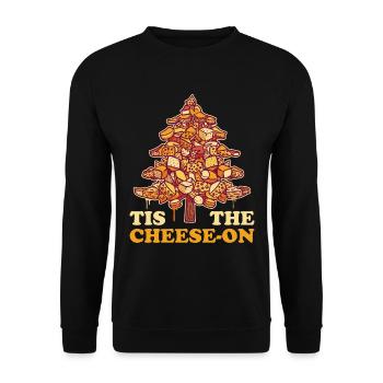 Cheesy Christmas Weihnachtsessen Geschenk - Unisex Pullover - Schwarz - Vorne - Alina (178cm) & Michal (187cm)