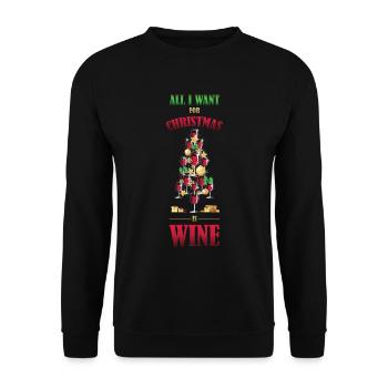 Christmas Wine Weihnachtsessen Geschenk - Unisex Pullover - Schwarz - Vorne - Alina (178cm) & Michal (187cm)