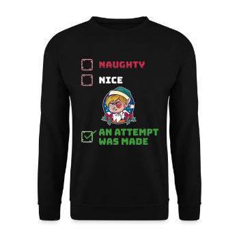 An Attempt Was Made Naughty or Nice Gift - Unisex Sweatshirt - black - Front - Alina (178cm) & Michal (187cm)