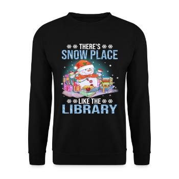 There's Snow Place Like The Library Christmas - Unisex Sweatshirt - black - Front - Alina (178cm) & Michal (187cm)