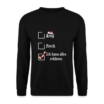 Witziger Inflation Weihnachten Spruch - Unisex Pullover - Schwarz - Vorne - Alina (178cm) & Michal (187cm)