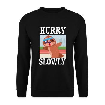 Dépêchez-vous lentement drôle de joggeur paresseux - Sweat-shirt Unisexe - noir - Devant - Alina (178cm) & Michal (187cm)