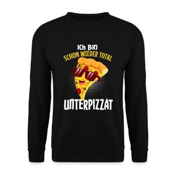 Ich bin unterpizzat - Unisex Pullover - Schwarz - Vorne - Alina (178cm) & Michal (187cm)