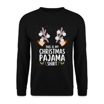 Christmas Pajamas Pajamas Sleepshirt - Unisex Sweatshirt - black - Front - Alina (178cm) & Michal (187cm)