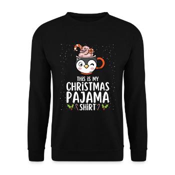 Christmas Pajamas Pajamas Sleepshirt - Unisex Sweatshirt - black - Front - Alina (178cm) & Michal (187cm)