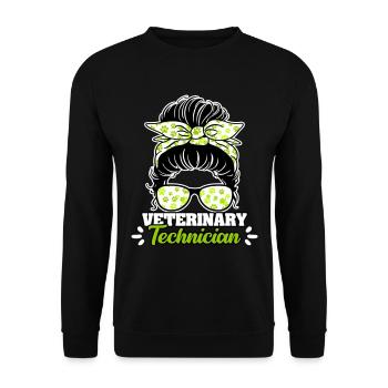 Veterinary Technician Messy Bun - Unisex Sweatshirt - black - Front - Alina (178cm) & Michal (187cm)