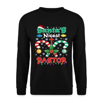 Santa's Nicest Pastor Christmas Religious - Unisex Sweatshirt - black - Front - Alina (178cm) & Michal (187cm)