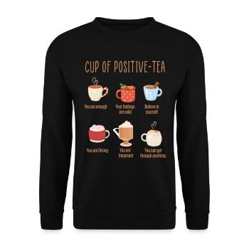 Positivity Cup Drinks Motivational Inspirational - Unisex Pullover - Schwarz - Vorne - Alina (178cm) & Michal (187cm)