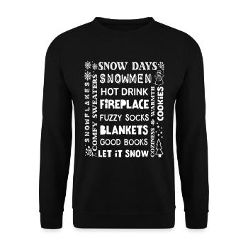 Vacances d’hiver Choses préférées Amoureux de la neige Lecture - Sweat-shirt Unisexe - noir - Devant - Alina (178cm) & Michal (187cm)