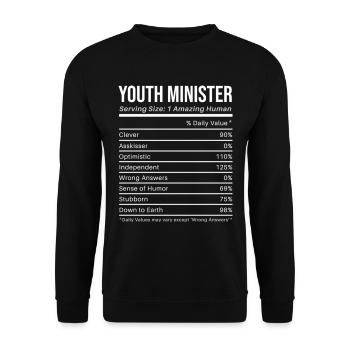Youth Minister Nutritional Values Funny - Unisex Pullover - Schwarz - Vorne - Alina (178cm) & Michal (187cm)