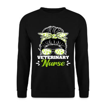 Veterinary Nurse Messy Bun - Unisex Sweatshirt - black - Front - Alina (178cm) & Michal (187cm)