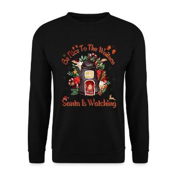 Soyez gentil avec la serveuse Le Père Noël regarde - Sweat-shirt Unisexe - noir - Devant - Alina (178cm) & Michal (187cm)