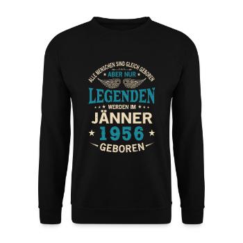 Alle Menschen Sind Gleich Geboren Jänner 1956 - Unisex Pullover - Schwarz - Vorne - Alina (178cm) & Michal (187cm)