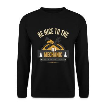 Soyez gentil avec le mécanicien que le Père Noël regarde - Sweat-shirt Unisexe - noir - Devant - Alina (178cm) & Michal (187cm)