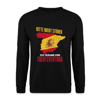 Lustiger Spanien Fuerteventura Spruch - Unisex Pullover - Schwarz - Vorne - Alina (178cm) & Michal (187cm)