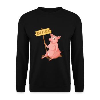 Eat Pizza Vegan Vegan Food Animal Motif - Unisex Sweatshirt - black - Front - Alina (178cm) & Michal (187cm)