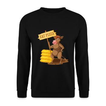 Eat Pizza Vegan Vegan Food Animal Motif - Unisex Sweatshirt - black - Front - Alina (178cm) & Michal (187cm)