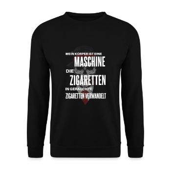 Lustiges Zigaretten Raucher Spruch Motiv - Unisex Pullover - Schwarz - Vorne - Alina (178cm) & Michal (187cm)