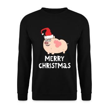 Merry Christmas Funny Christmas Shirt - Unisex Sweatshirt - black - Front - Alina (178cm) & Michal (187cm)