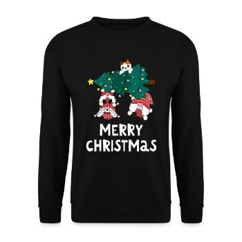 Merry Christmas Lustiges Weihnachtsshirt - Unisex Pullover - Schwarz - Vorne - Alina (178cm) & Michal (187cm)