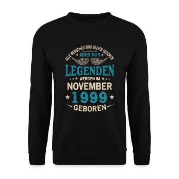 All people are equal Born November 1999 - Unisex Sweatshirt - black - Front - Alina (178cm) & Michal (187cm)