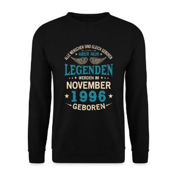 All Men Are Equal Born November 1996 - Unisex Sweatshirt - black - Front - Alina (178cm) & Michal (187cm)