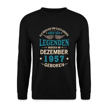 All people are born equal December 1957 - Unisex Sweatshirt - black - Front - Alina (178cm) & Michal (187cm)