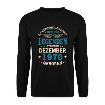 All people are born equal December 1970 - Unisex Sweatshirt - black - Front - Alina (178cm) & Michal (187cm)