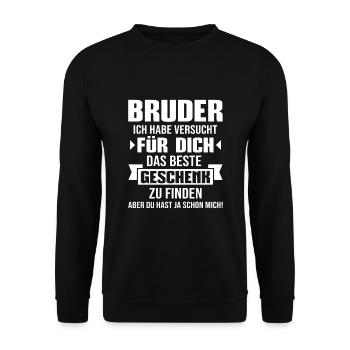 Familie Spruch Schwester Bester Bruder Geschenk - Unisex Pullover - Schwarz - Vorne - Alina (178cm) & Michal (187cm)