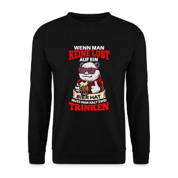 Lustiges Dinosaurier Bier Spruch Design - Unisex Pullover - Schwarz - Vorne - Alina (178cm) & Michal (187cm)