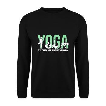 Cooles Yoga Gymnastik Spruch Motiv - Unisex Pullover - Schwarz - Vorne - Alina (178cm) & Michal (187cm)