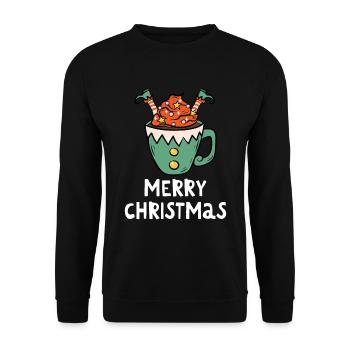 Joyeux Noël Drôle de Chemise de Noël - Sweat-shirt Unisexe - noir - Devant - Alina (178cm) & Michal (187cm)