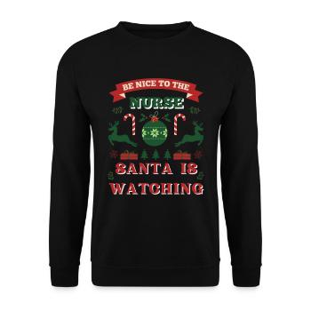 Be Nice To The Nurse Santa Is Watching - Unisex Sweatshirt - black - Front - Alina (178cm) & Michal (187cm)