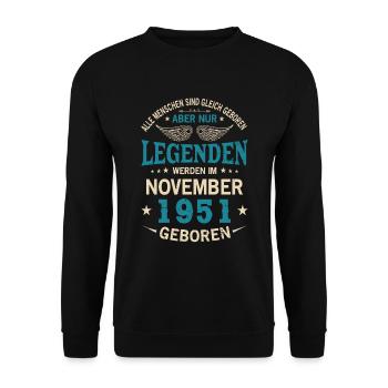 Alle Menschen Sind Gleich Geboren November 1951 - Unisex Pullover - Schwarz - Vorne - Alina (178cm) & Michal (187cm)