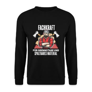 Lustiger Holzfäller Holzhacker Spruch - Unisex Pullover - Schwarz - Vorne - Alina (178cm) & Michal (187cm)