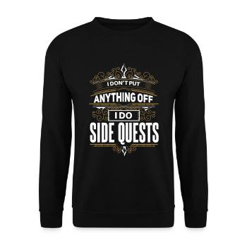 Witziges Gamer side questes Spruch - Unisex Pullover - Schwarz - Vorne - Alina (178cm) & Michal (187cm)