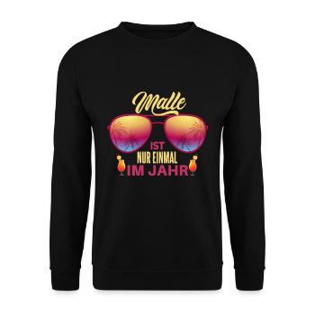Witziges Mallorca Insel Motiv - Unisex Pullover - Schwarz - Vorne - Alina (178cm) & Michal (187cm)