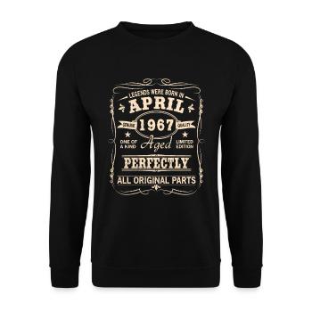 Millésime avril 1967 anniversaire - Sweat-shirt Unisexe - noir - Devant - Alina (178cm) & Michal (187cm)