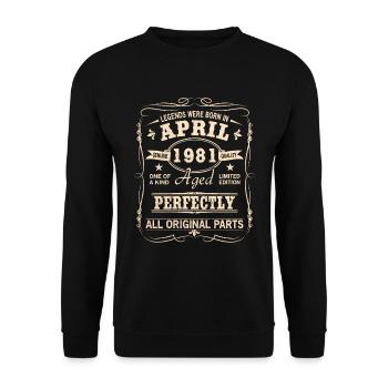 Millésime avril 1981 anniversaire - Sweat-shirt Unisexe - noir - Devant - Alina (178cm) & Michal (187cm)