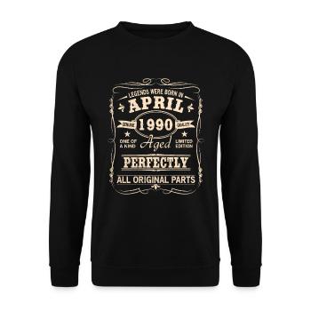 Millésime Avril 1990 Anniversaire - Sweat-shirt Unisexe - noir - Devant - Alina (178cm) & Michal (187cm)