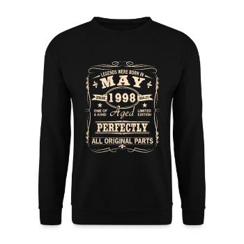 Millésime Mai 1998 Anniversaire - Sweat-shirt Unisexe - noir - Devant - Alina (178cm) & Michal (187cm)