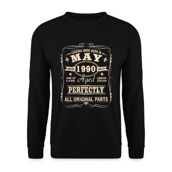Millésime Mai 1990 Anniversaire - Sweat-shirt Unisexe - noir - Devant - Alina (178cm) & Michal (187cm)