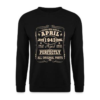 Millésime avril 1943 anniversaire - Sweat-shirt Unisexe - noir - Devant - Alina (178cm) & Michal (187cm)