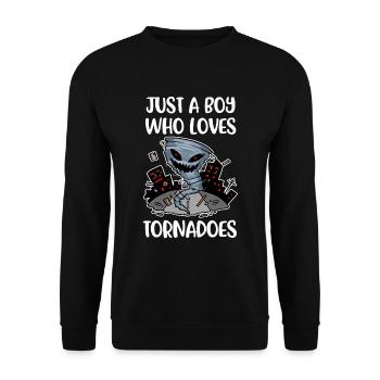 Boy Loves Tornadoes Meteorologie Geschenk - Unisex Pullover - Schwarz - Vorne - Alina (178cm) & Michal (187cm)